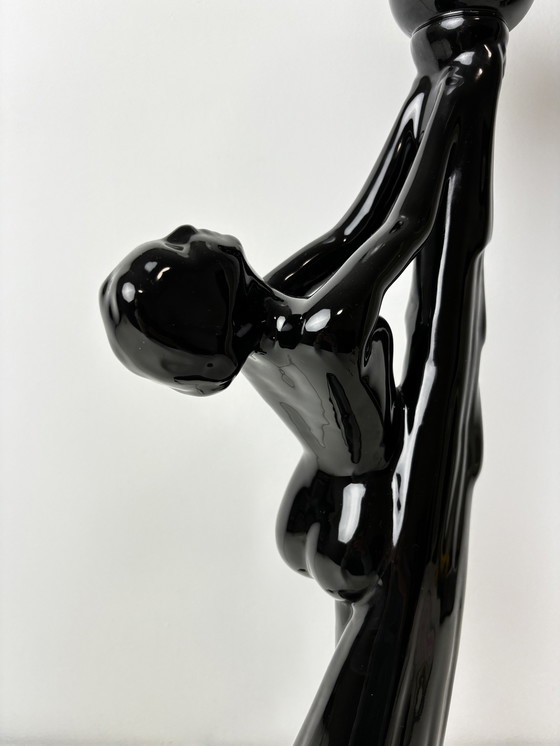 Image 1 of Art Deco Keramische Frau Figur Tischlampe