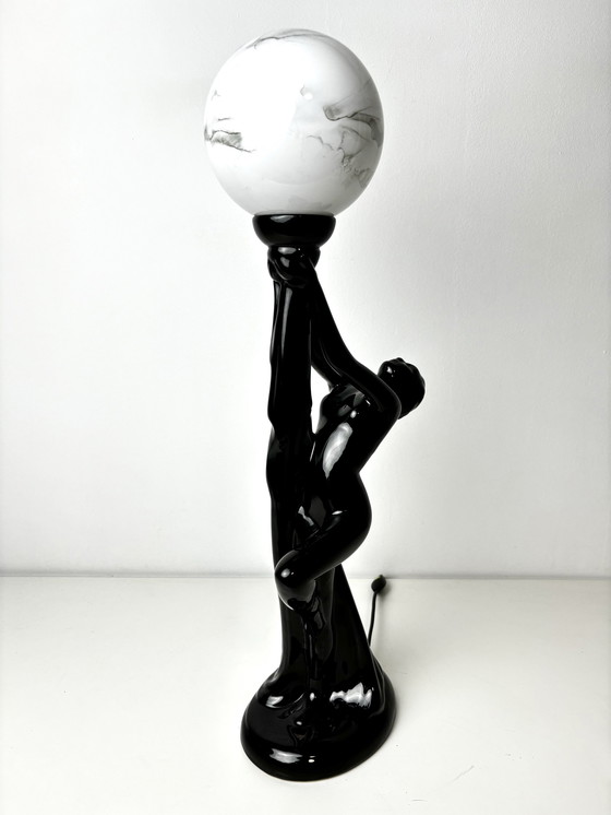 Image 1 of Art Deco Keramische Frau Figur Tischlampe