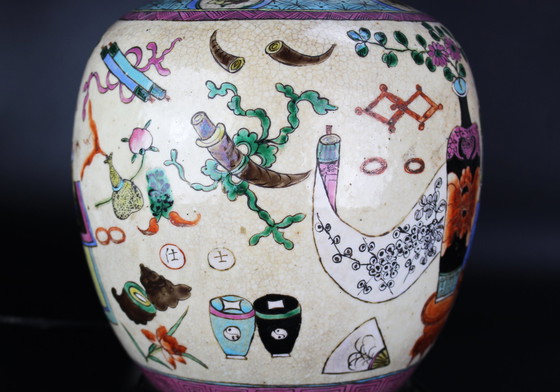 Image 1 of Antike chinesische Porzellan Famille rose Tischlampe