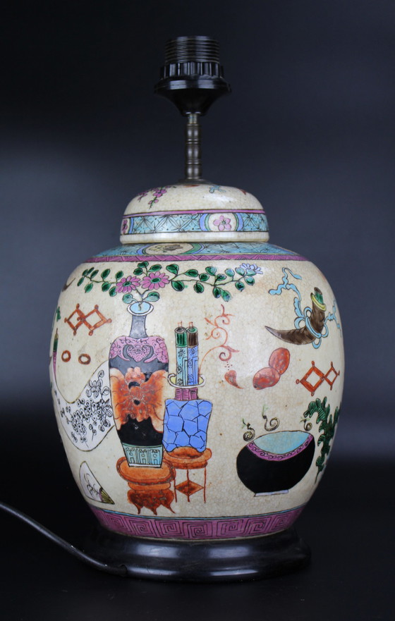 Image 1 of Antike chinesische Porzellan Famille rose Tischlampe