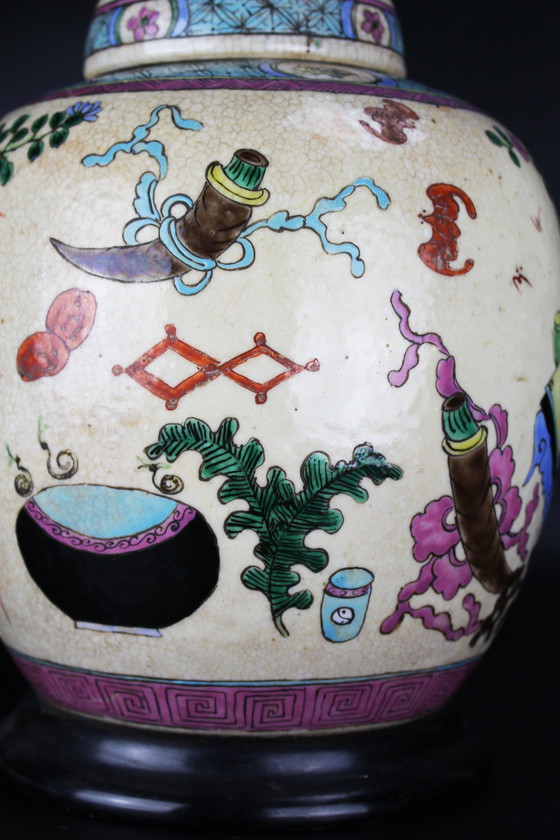 Image 1 of Antike chinesische Porzellan Famille rose Tischlampe