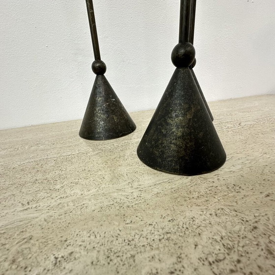 Image 1 of Satz von 3 Vintage-Kerzenhaltern aus Bronze, 1980
