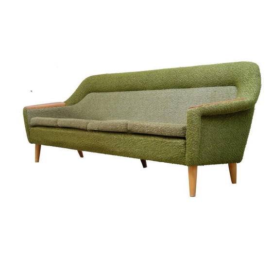 Image 1 of Vintage Norwegisches Sofa aus olivgrünem Bouclé, 1970er Jahre