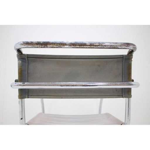 Vintage Stuhl für Mücke Melder in Eisen und Stoff 1930