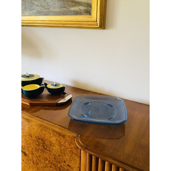 Image 1 of Vintage Tablett aus Gussglas von Verreries Des Hanots, Frankreich 1930