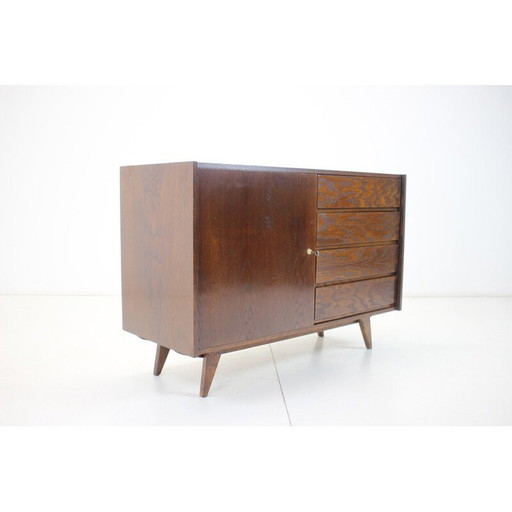 Mid Century Eichenholz-Highboard von Jiří Jiroutek, Tschechoslowakei 1960er Jahre