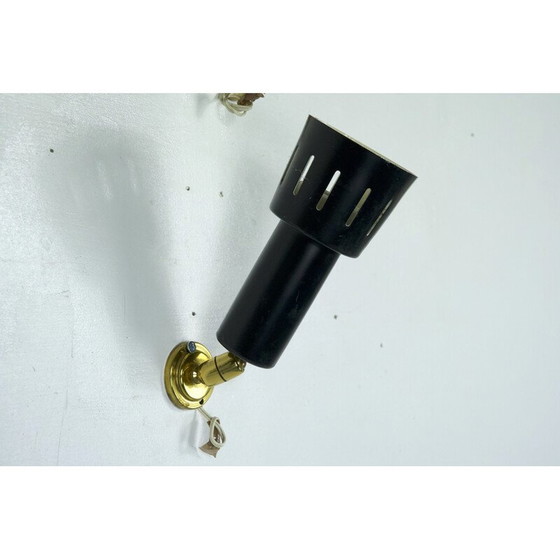 Image 1 of Satz von 5 Vintage-Wandlampen aus Messing und lackiertem Metall, Italien 1960er Jahre