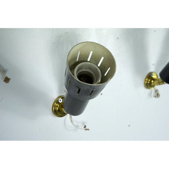 Image 1 of Satz von 5 Vintage-Wandlampen aus Messing und lackiertem Metall, Italien 1960er Jahre