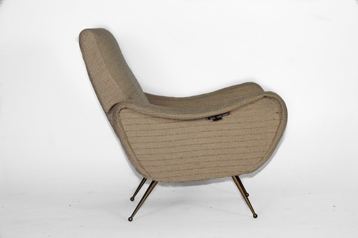 Zanuso Mid Century Lady Chair Italien 60er Jahre, Messingbeine.