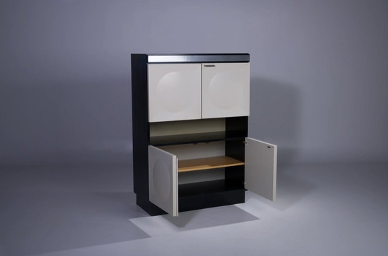 Image 1 of Brutalistischer Barschrank Schwarz und Weiß '70S