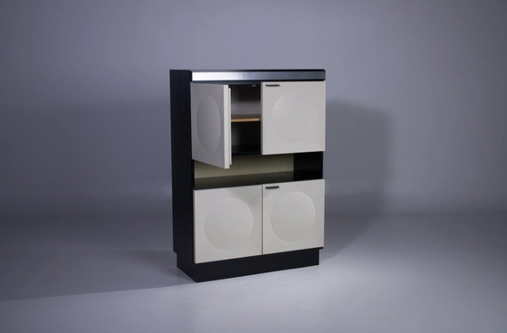 Image 1 of Brutalistischer Barschrank Schwarz und Weiß '70S