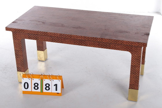 Image 1 of Harrison Van Horn Rechteckiger Couchtisch aus Raffia und Messing