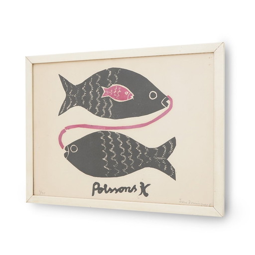 "Poissons" Xylographischer Druck von Irene Dominguez, 1980