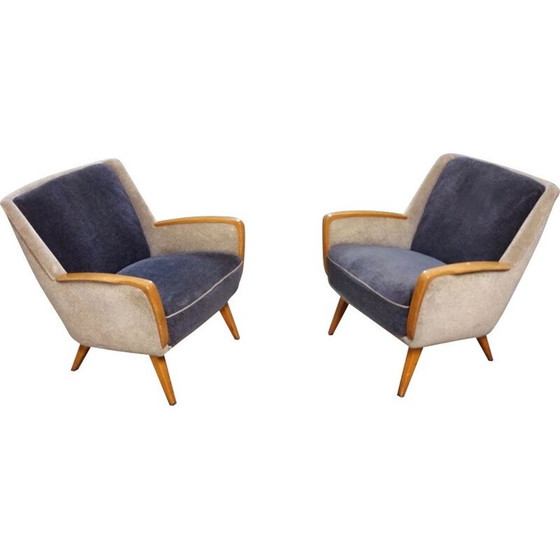 Image 1 of Paar Vintage Club Sessel bi Farbe, 1950