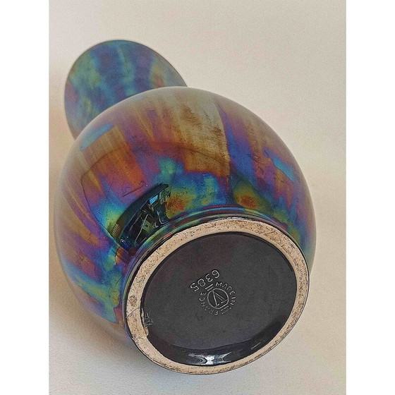 Image 1 of Vintage-Vase aus zweifarbiger blauer Keramik für Verceram, Französisch 1960