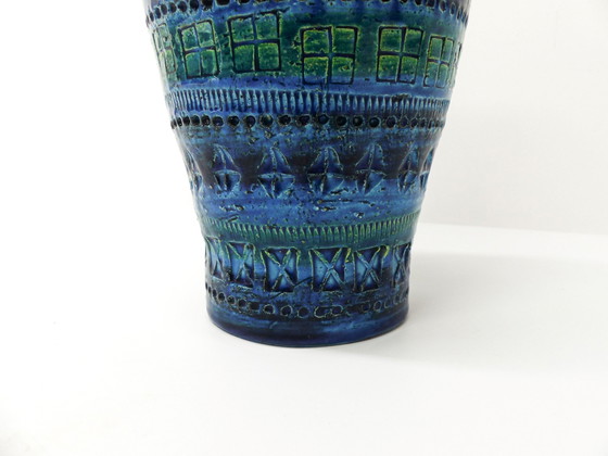 Image 1 of Vase Aus Blauer Keramik Rimini Aldo Londi Für Bitossi 1960