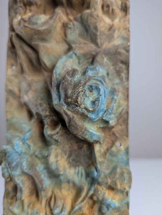 Image 1 of Antike Bronze Relief der Natur und Vögel, 1900S