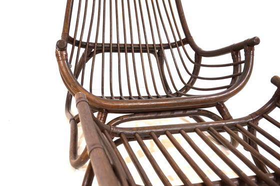 Image 1 of Manou Rattan-Sessel im Pagodenstil mit Ottomane