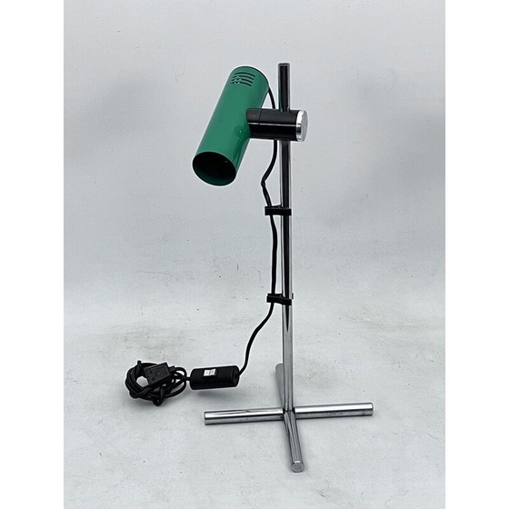 Image 1 of Reggiani Vintage Tischlampe in Chrom und grünem Lack, Italien 1970