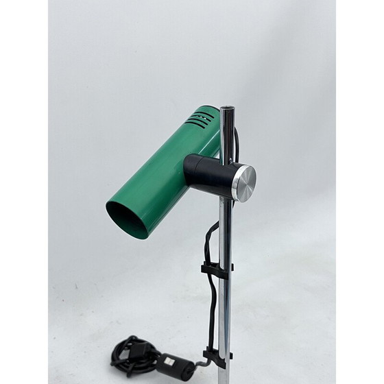 Image 1 of Reggiani Vintage Tischlampe in Chrom und grünem Lack, Italien 1970
