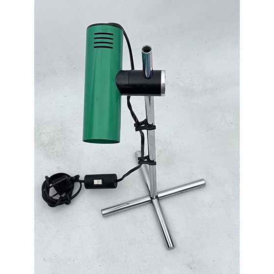 Image 1 of Reggiani Vintage Tischlampe in Chrom und grünem Lack, Italien 1970