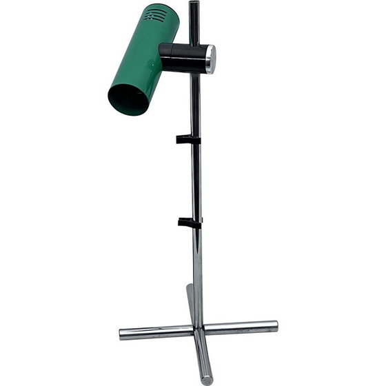 Image 1 of Reggiani Vintage Tischlampe in Chrom und grünem Lack, Italien 1970