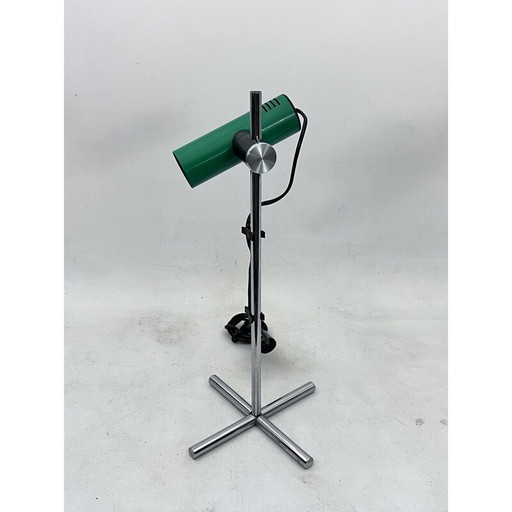 Reggiani Vintage Tischlampe in Chrom und grünem Lack, Italien 1970