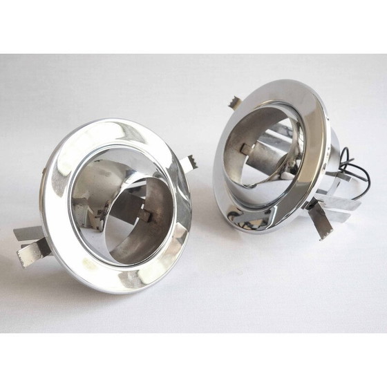 Image 1 of Ein Paar Vintage-Spots aus verchromtem Edelstahl und Keramik für Targetti, 1970