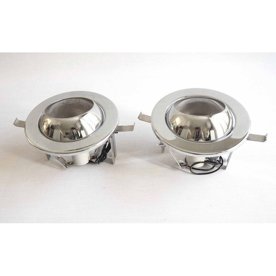 Image 1 of Ein Paar Vintage-Spots aus verchromtem Edelstahl und Keramik für Targetti, 1970