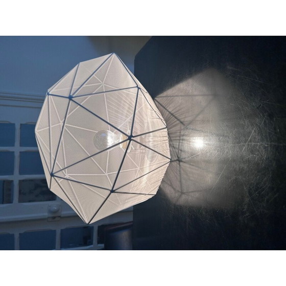 Image 1 of Kieselsteinlampe aus weißem Eisen und gezeichnetem Stoff für Aluminor