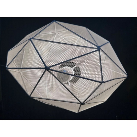 Image 1 of Kieselsteinlampe aus weißem Eisen und gezeichnetem Stoff für Aluminor