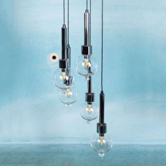 Image 1 of Vintage Cascade Pendelleuchte, Space Age Wasserfall Midcentury