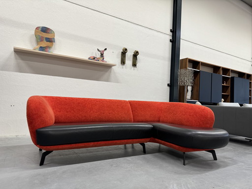 Leolux Flint Ecksofa Matrix Stoff - Schwarzes Leder