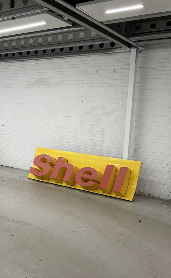 Image 1 of Vintage Xxl Werbeschild / Fassadenwerbung Shell