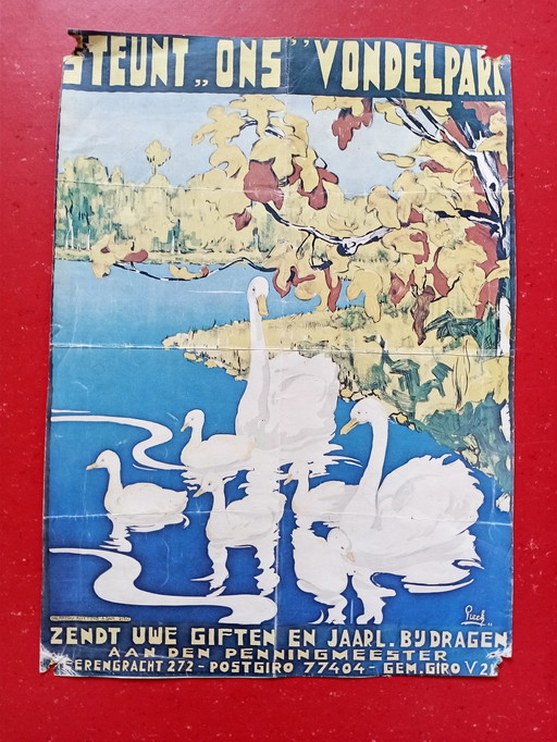 Plakat (1922) 'Unterstützt unseren Vondelpark'.