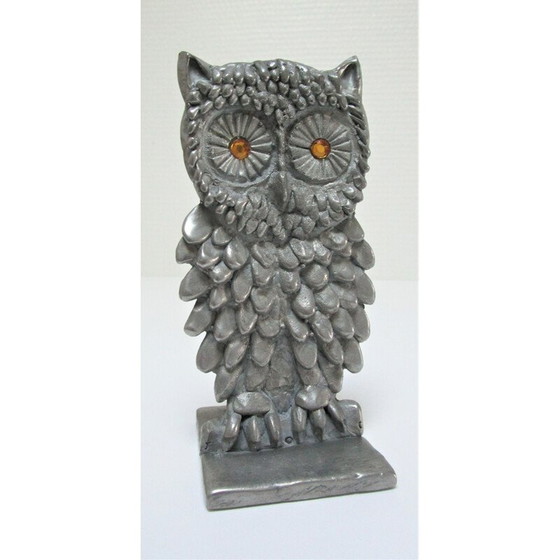 Image 1 of Briefbeschwerer Eule aus Metall, Vintage, 1970