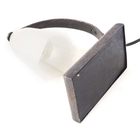 Image 1 of Vintage Art Deco Nachttischlampe aus satiniertem Glas