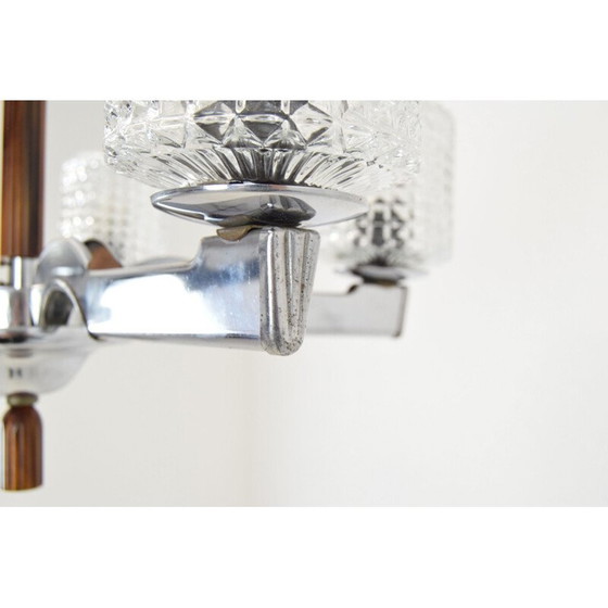Image 1 of Vintage-Kronleuchter aus Glas und Chrom, Tschechoslowakei 1960