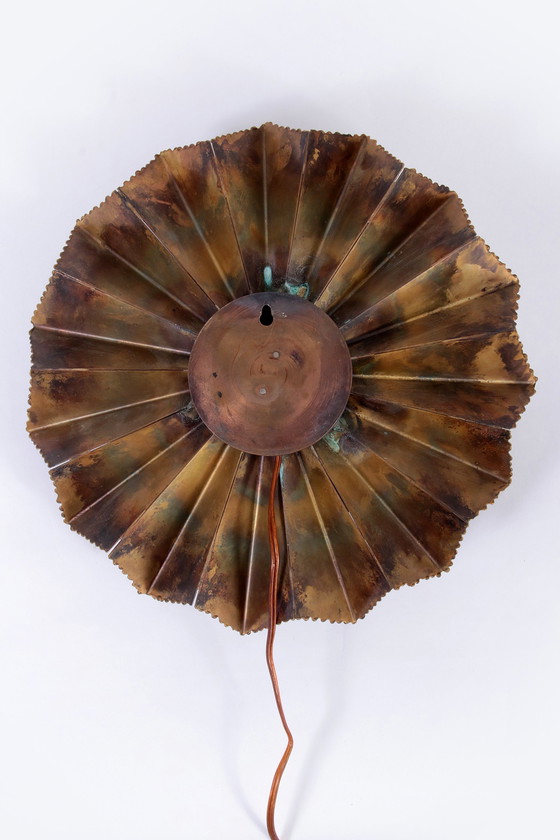 Image 1 of Wandlampe aus Messing mit Blumen, 1960er Jahre