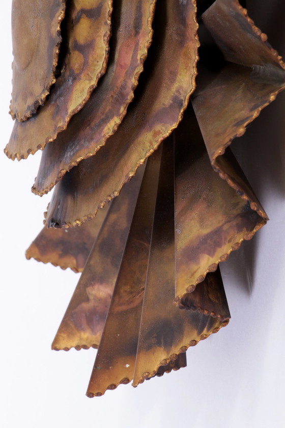 Image 1 of Wandlampe aus Messing mit Blumen, 1960er Jahre