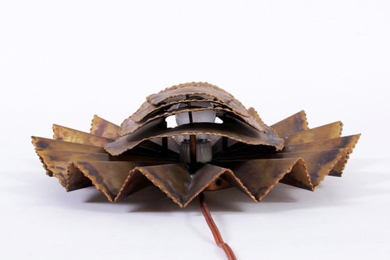 Image 1 of Wandlampe aus Messing mit Blumen, 1960er Jahre