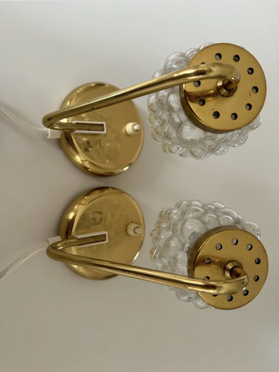 Image 1 of Paar Helena Tynell Style Bubble Glas Wand, Lampen Glas/Messing, Vintage