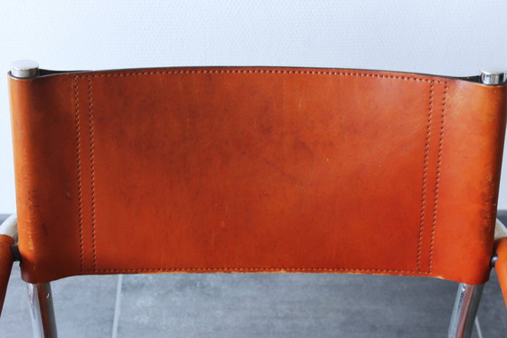 Image 1 of Rohrgestellstuhl Modell S34 mit cognacfarbenem Leder