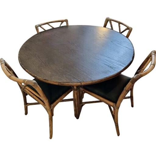 Vintage-Rattan-Essgarnitur, 1980