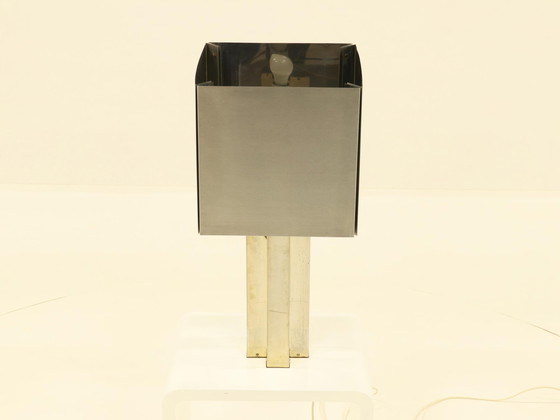 Image 1 of Seltene Inox-Tischlampe aus Frankreich, 1970er Jahre