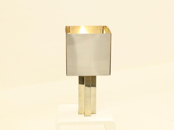 Image 1 of Seltene Inox-Tischlampe aus Frankreich, 1970er Jahre