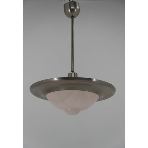 Rosafarbene Art-Déco-Hängeleuchte oder vernickeltes Bauhuas von Franta Anyz, 1920