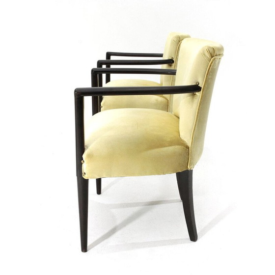 Image 1 of Paar italienische Samt-Sessel mit Ottomane, 1940