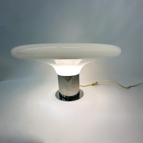 Image 1 of Große Glastischlampe UFO Space Age Italienisches Design, 1970er Jahre