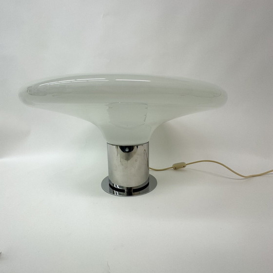 Image 1 of Große Glastischlampe UFO Space Age Italienisches Design, 1970er Jahre